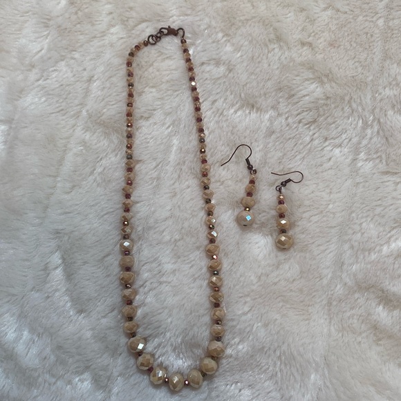 Pamela Reece Originals-Champagne & copper crystal bead necklace/earring set - Picture 2 of 3